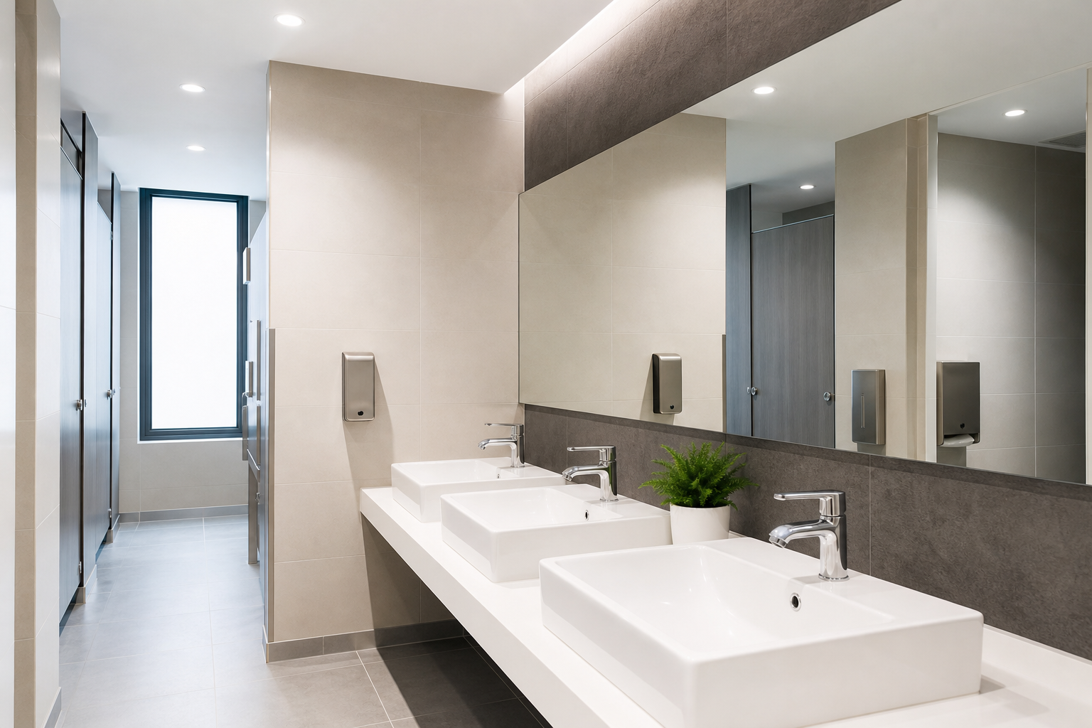 Sanitaires de bureau modernes parfaitement propres